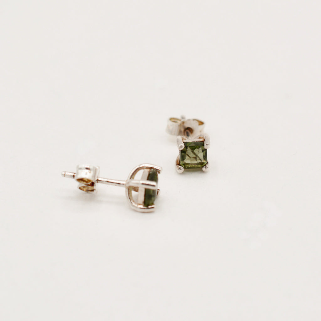 Sacred Balance Moldavite Stud Earrings