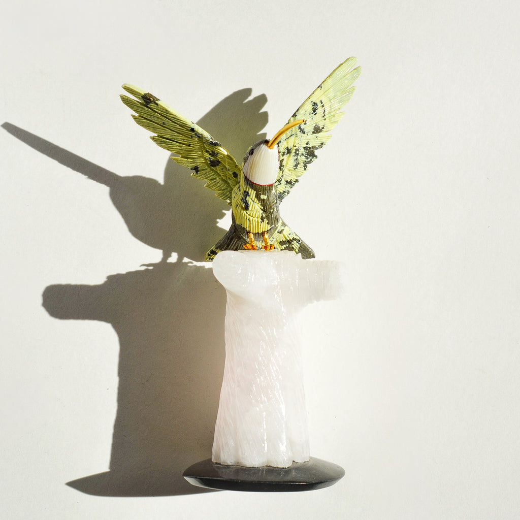 Sacred Wings Collection - Serpentine Hummingbird on Rose Quartz