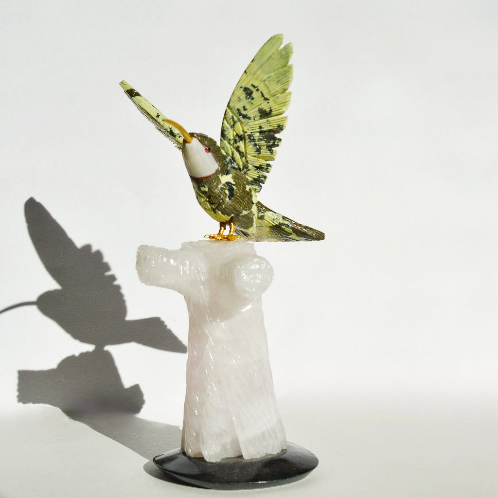 Sacred Wings Collection - Serpentine Hummingbird on Rose Quartz