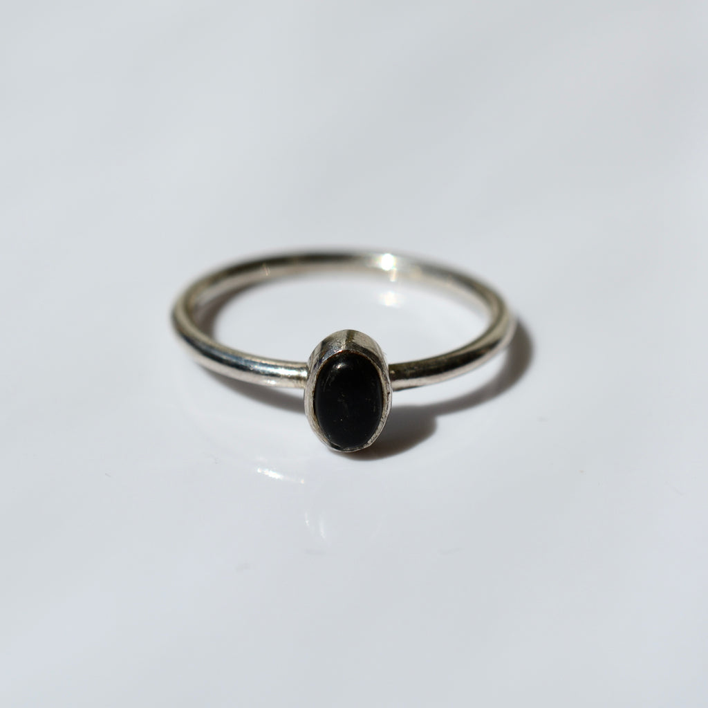 Bezel Set Polished Shungite Ring