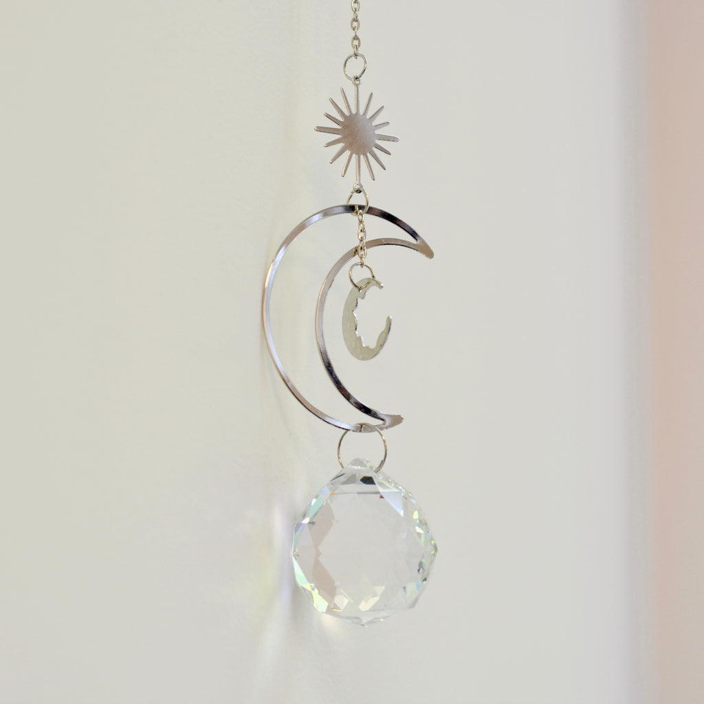 Crescent Moon Suncatcher - Silver