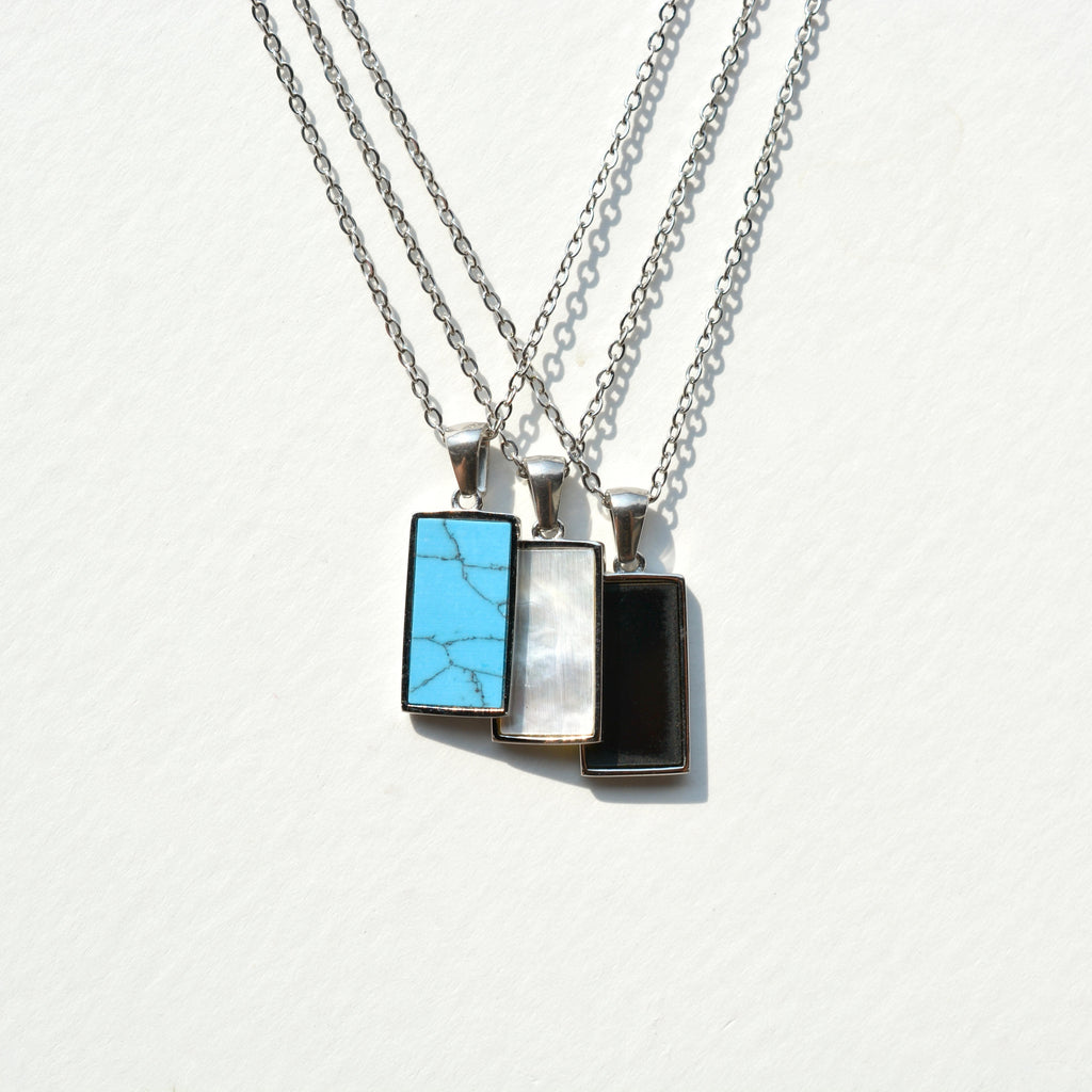 Enamel Tarot Card Necklace - Silver