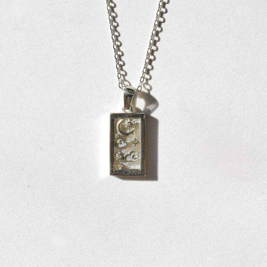 Enamel Tarot Card Necklace - Silver