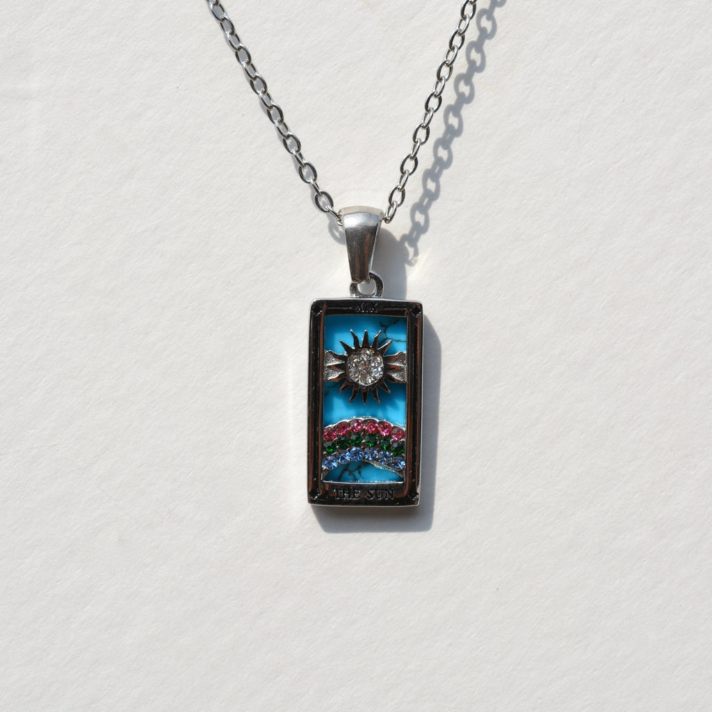 Enamel Tarot Card Necklace - Silver