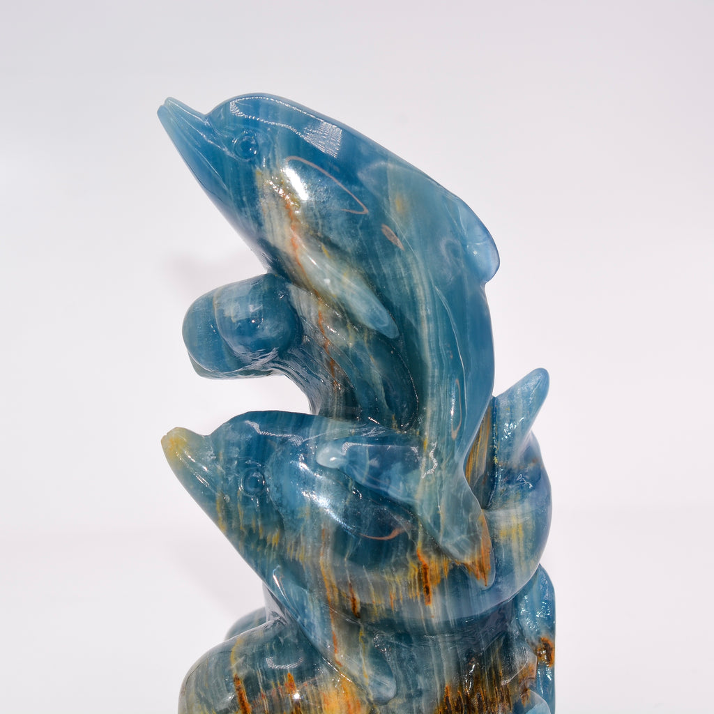 Small Blue Lemurian Quartz Dolphin Carving