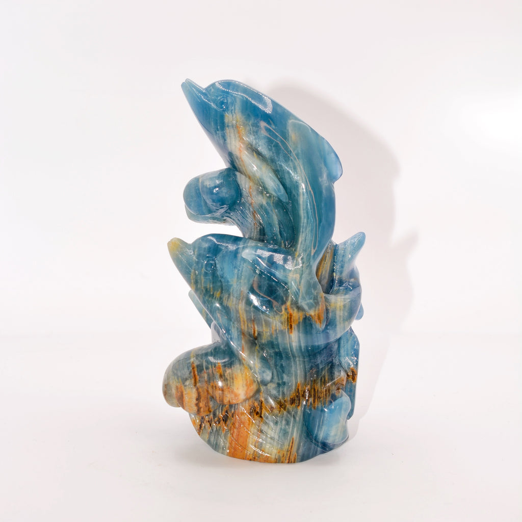 Small Blue Lemurian Quartz Dolphin Carving