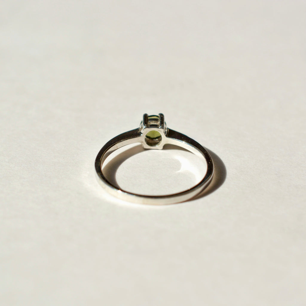Solitaire Moldavite Ring
