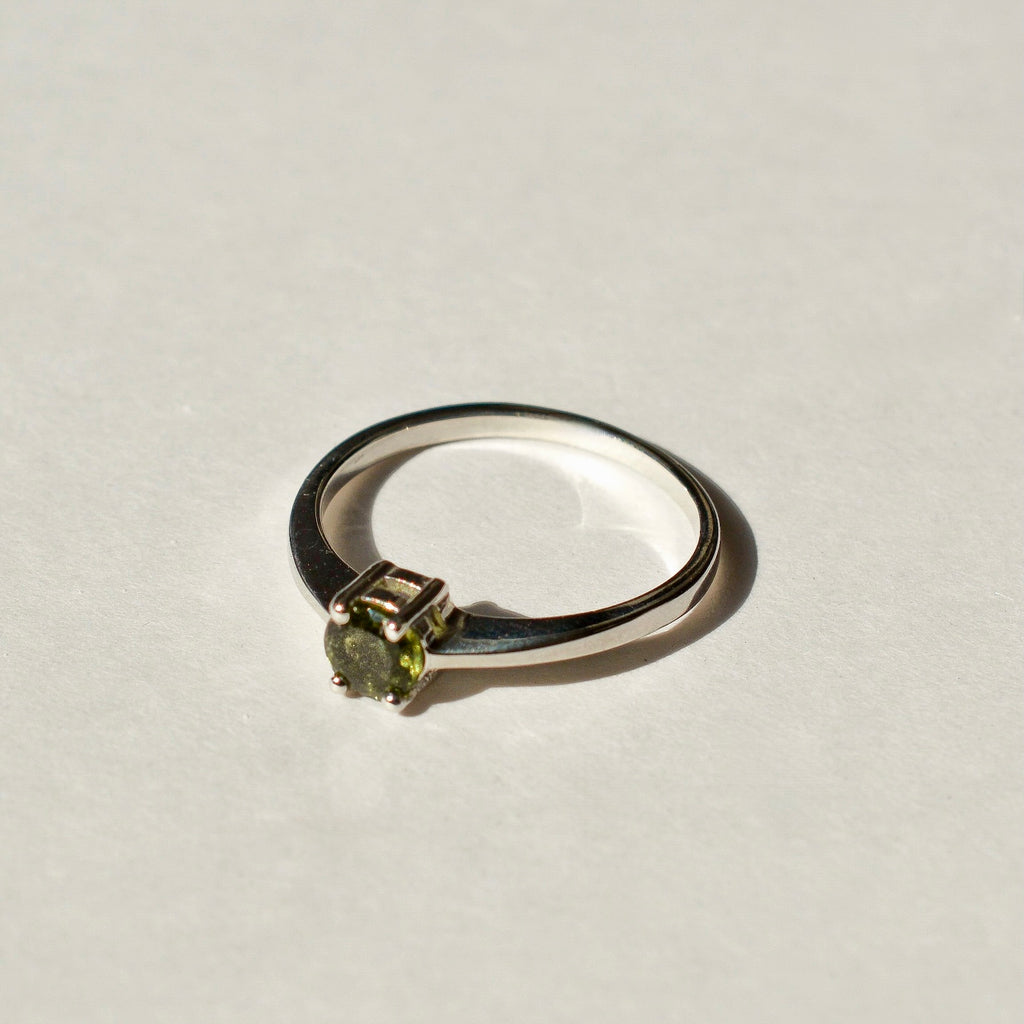 Solitaire Moldavite Ring