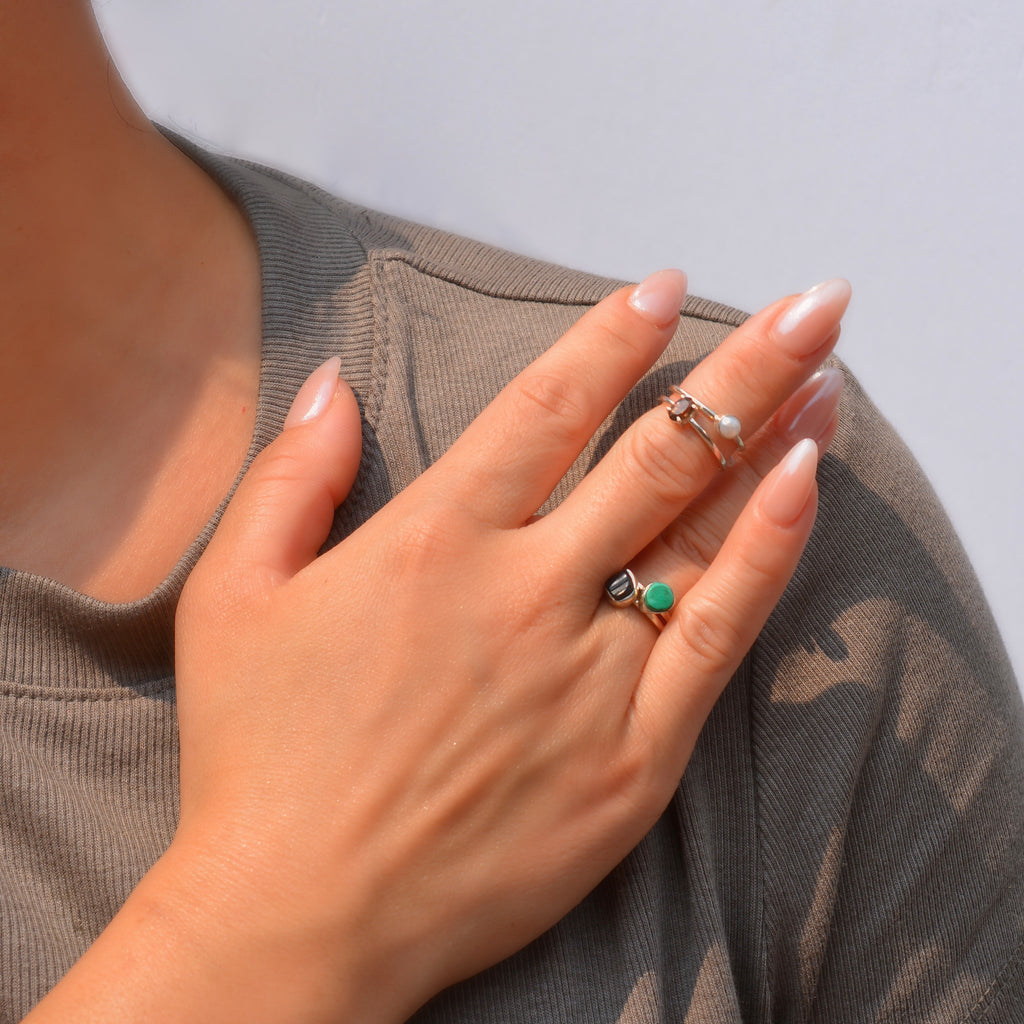 Bezel Set Rough Cut Black Tourmaline Ring