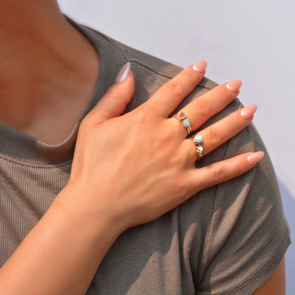 Rough Cut Aquamarine Ring