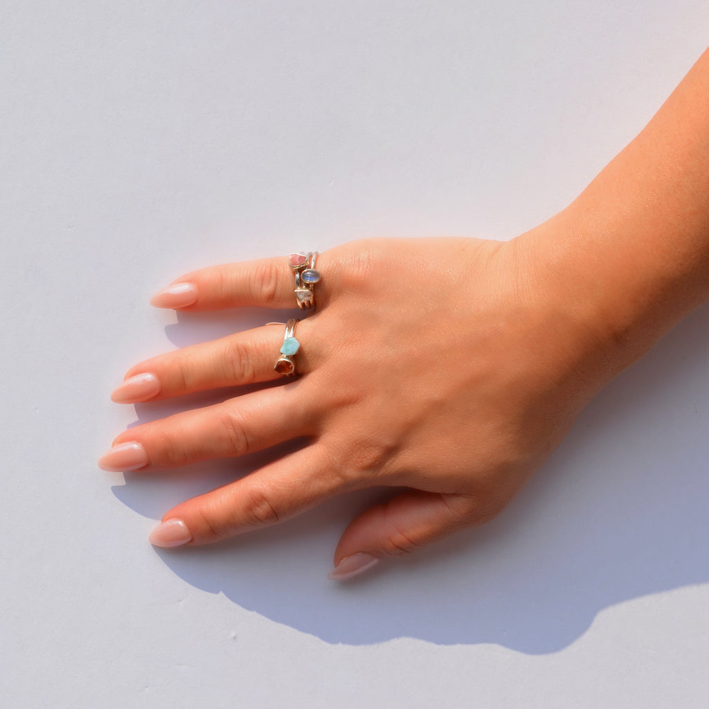 Bezel Set Rough Cut Herkimer Diamond Ring