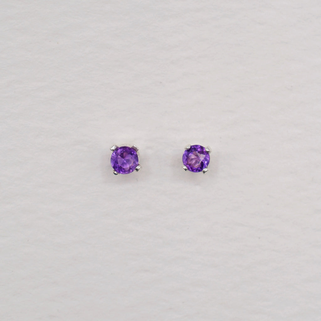 Sterling Silver 3mm Faceted Birthstone Stud Earrings