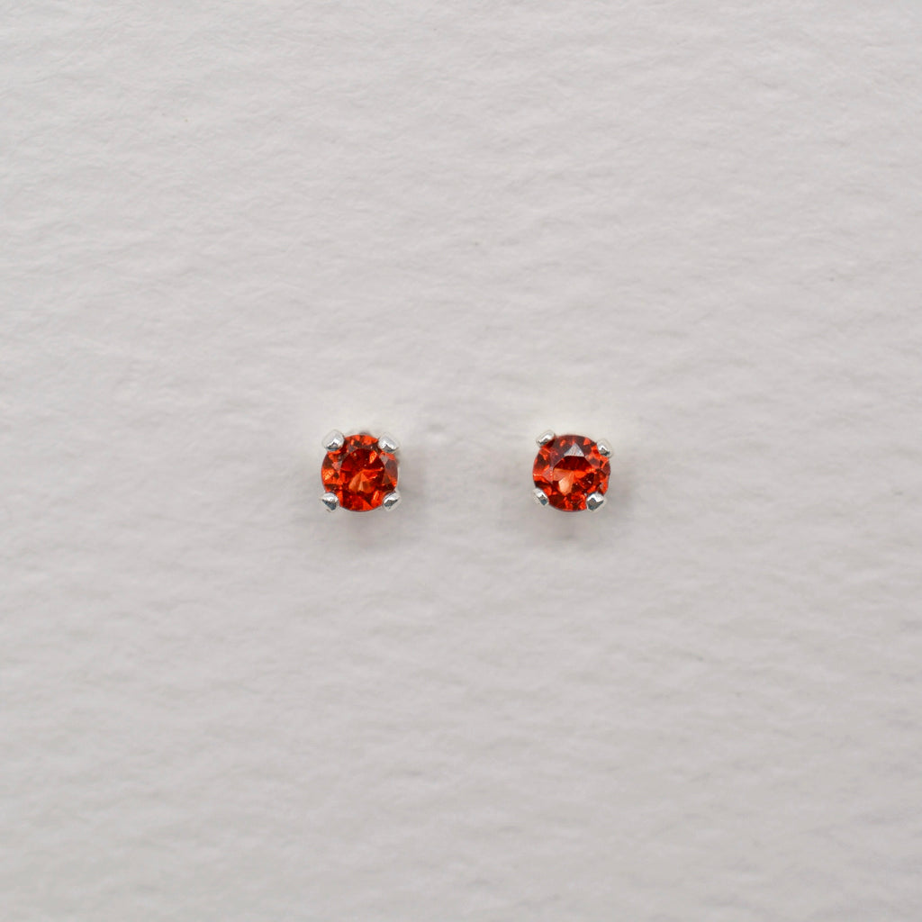 Sterling Silver 3mm Faceted Birthstone Stud Earrings
