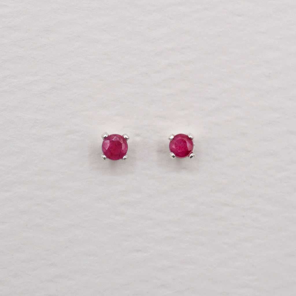 Sterling Silver 3mm Faceted Birthstone Stud Earrings