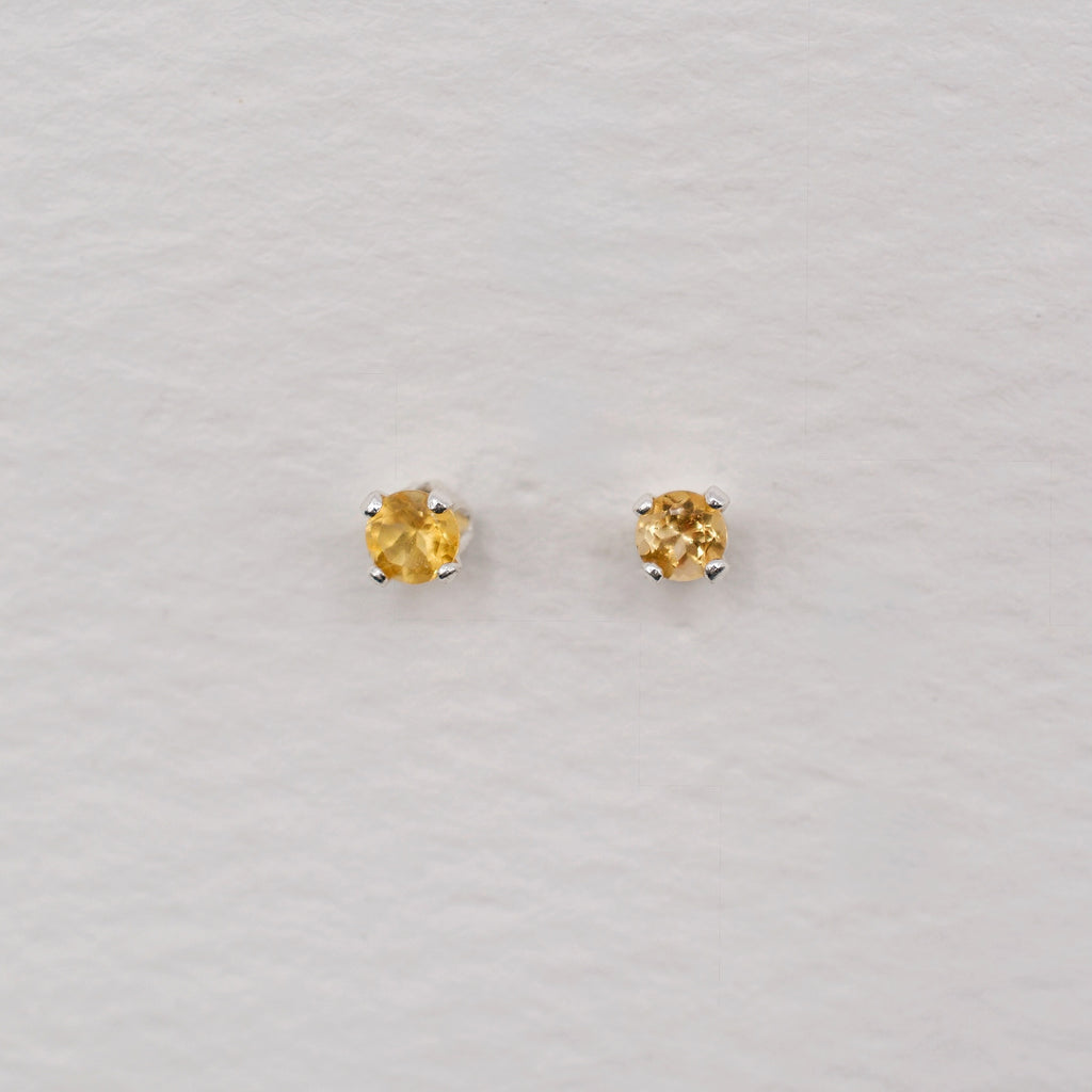Sterling Silver 3mm Faceted Birthstone Stud Earrings