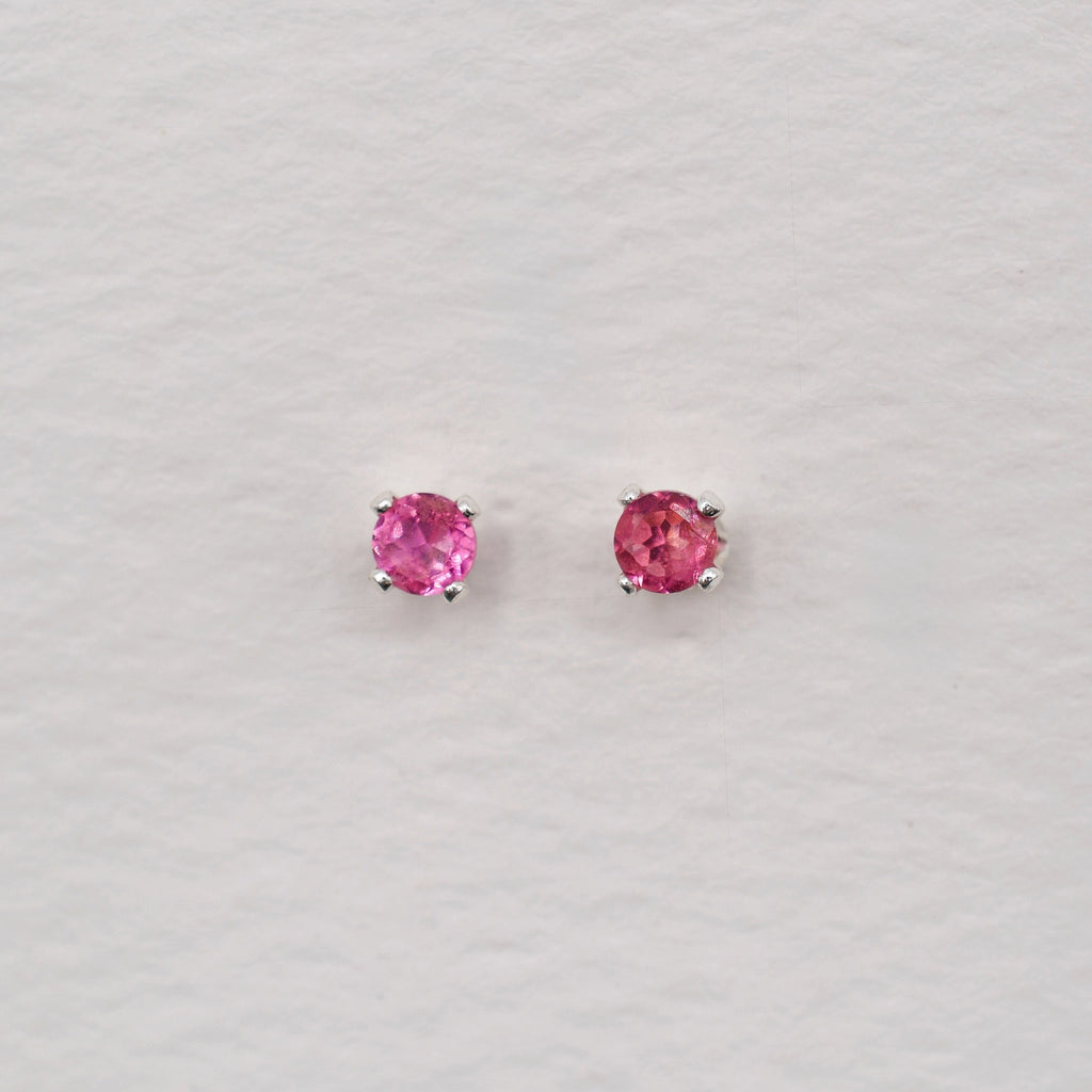 Sterling Silver 3mm Faceted Birthstone Stud Earrings