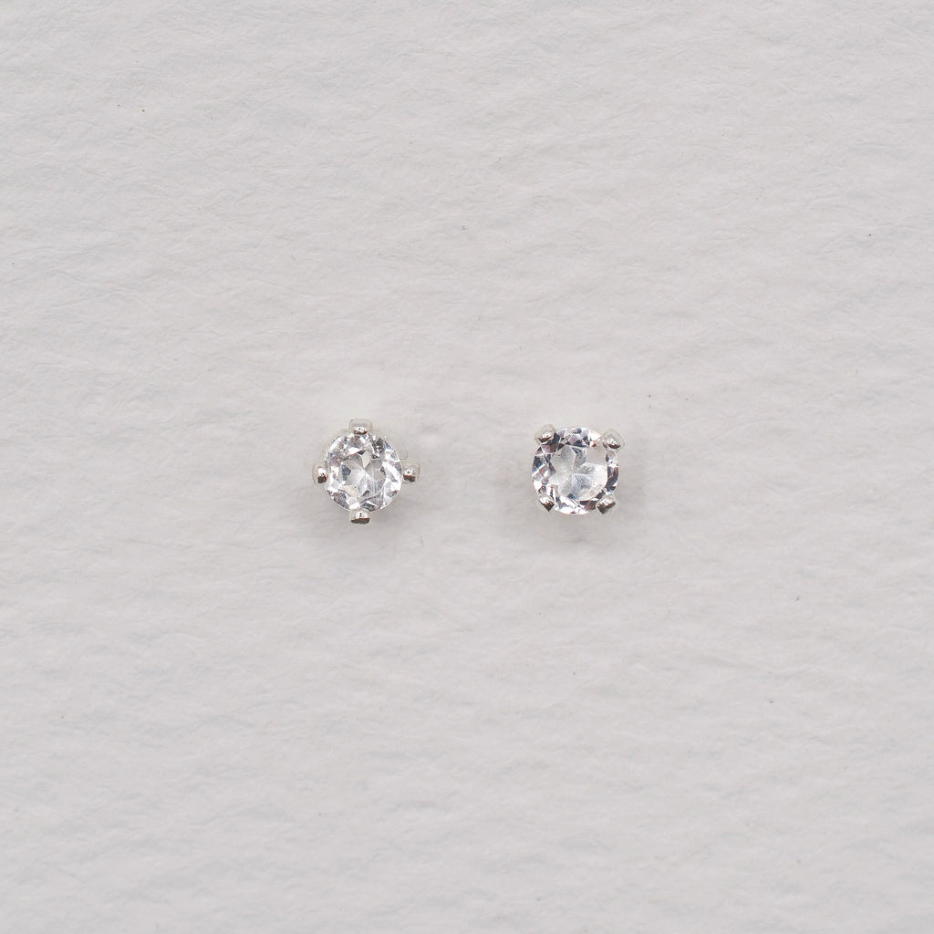 Sterling Silver 3mm Faceted Birthstone Stud Earrings
