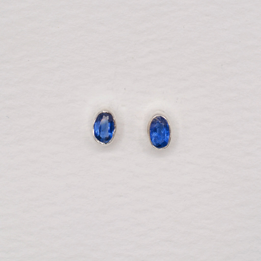 Sterling Silver Bezel Set Birthstone Oval Stud Earrings