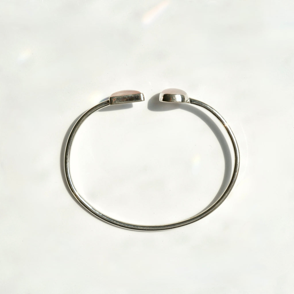 Sterling Silver Polished Rose Quartz Bangle