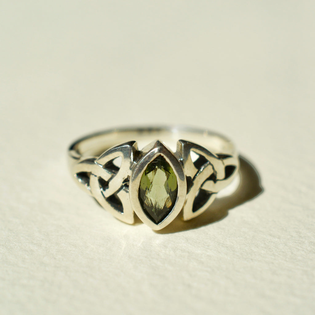 Trinity Knot Moldavite Ring