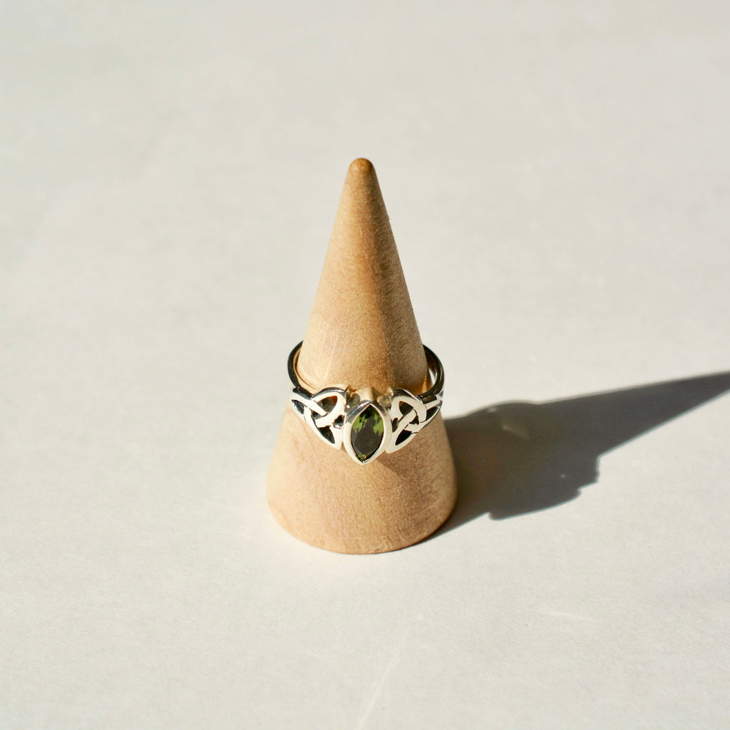 Trinity Knot Moldavite Ring
