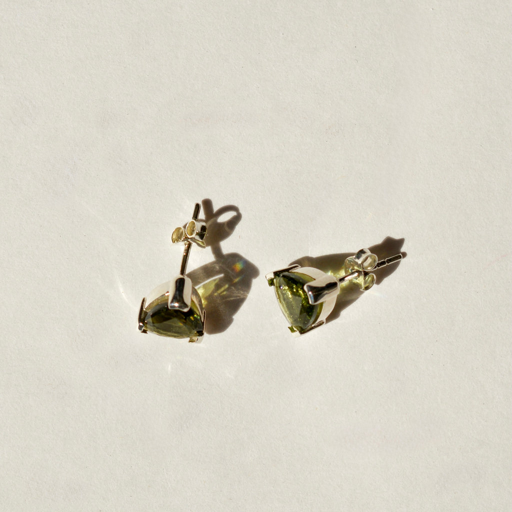 Trinity Moldavite Stud Earrings