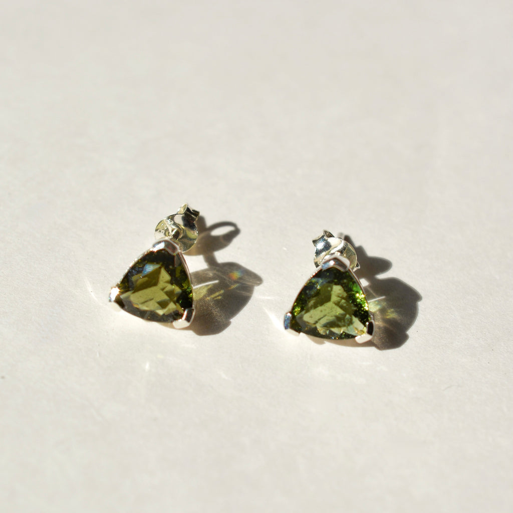 Trinity Moldavite Stud Earrings