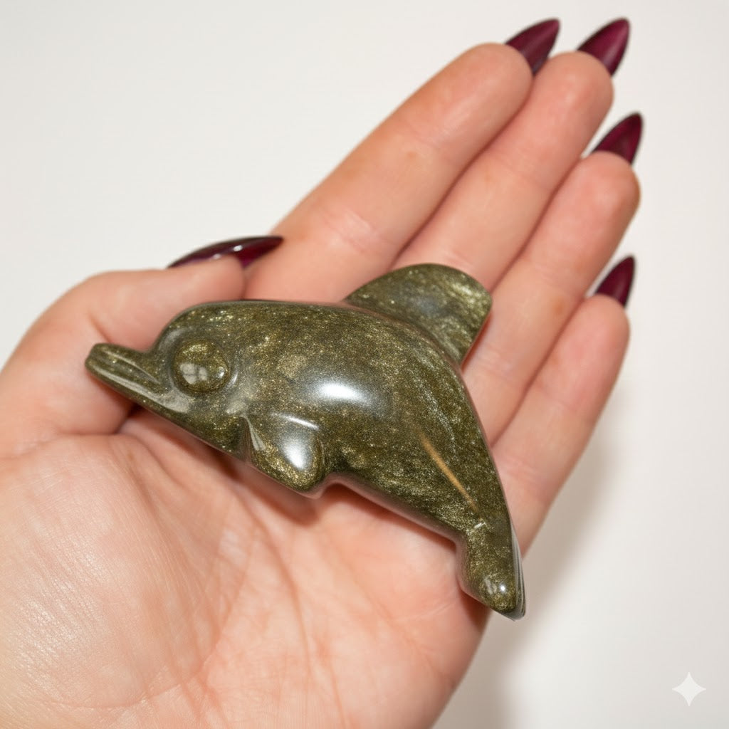 Gold Sheen Obsidian Dolphin