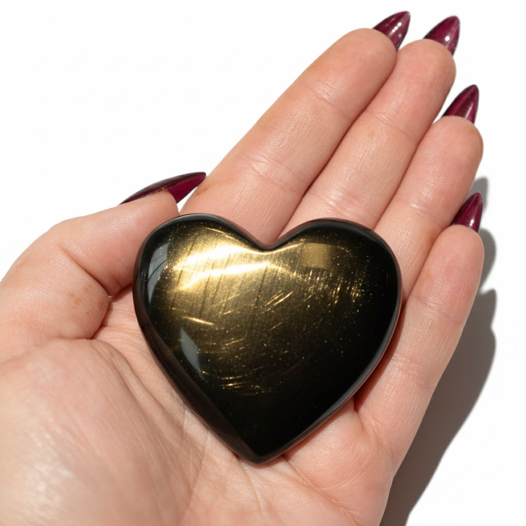 Gold Sheen Obsidian Heart