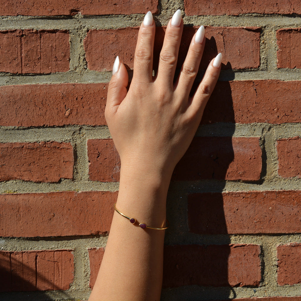 Gold Vermeil Faceted Ruby Bangle