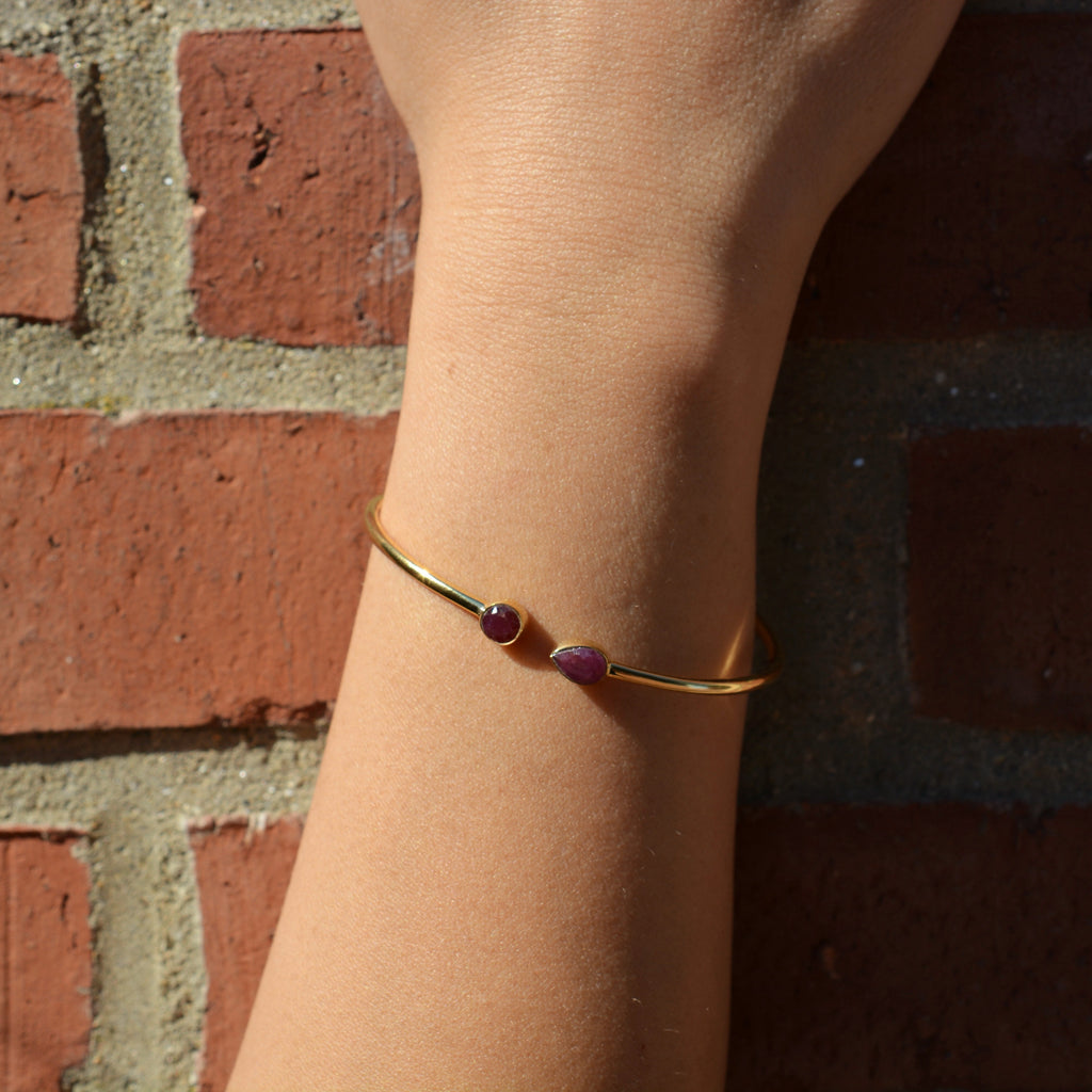 Gold Vermeil Faceted Ruby Bangle