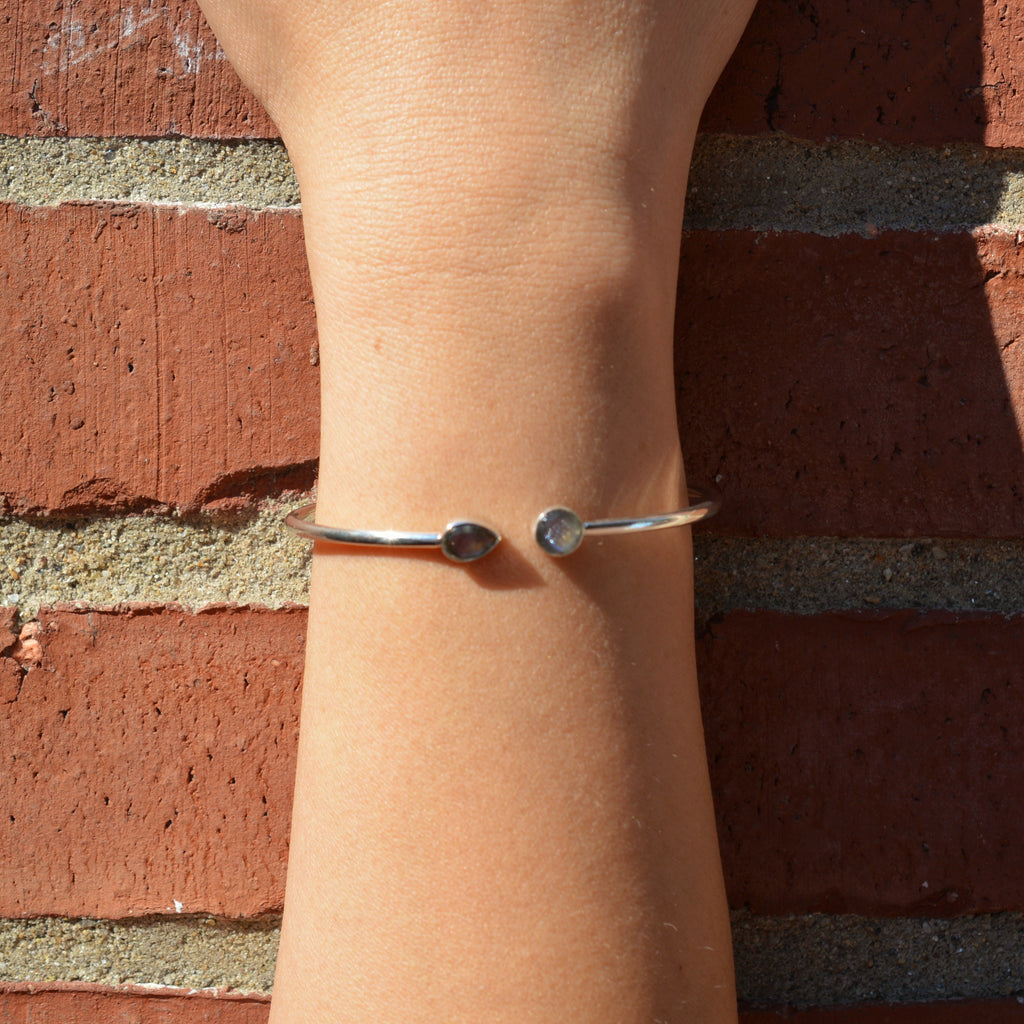 Sterling Silver Faceted Labradorite Bangle