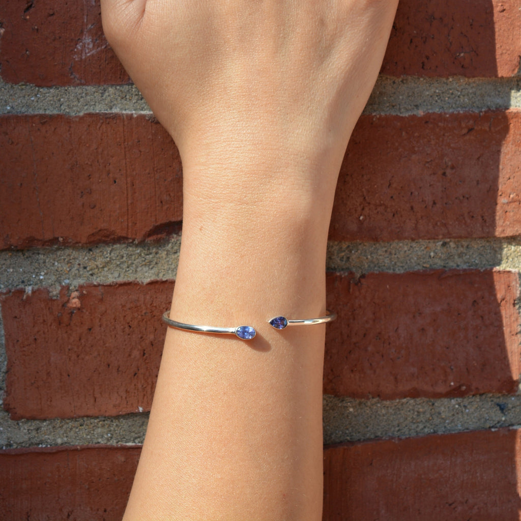Sterling Silver Faceted Tanzanite Bangle