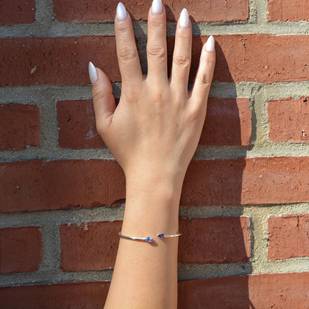 Sterling Silver Faceted Tanzanite Bangle