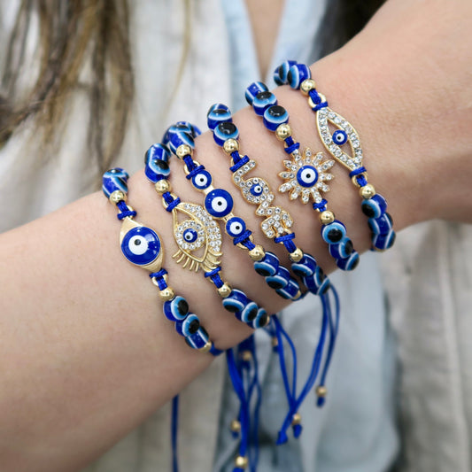 Evil Eye String Bracelet - Gold