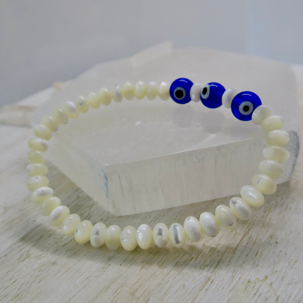 Mother of Pearl and Evil Eye Bracelet