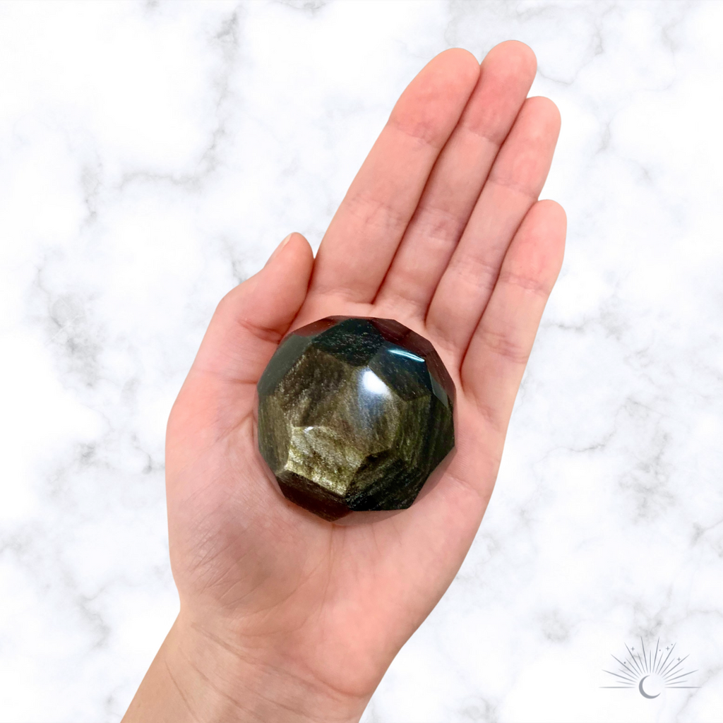Gold Sheen Obsidian Faceted Sphere
