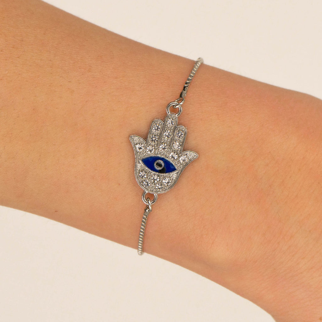 Adjustable Evil Eye Bracelet - Silver