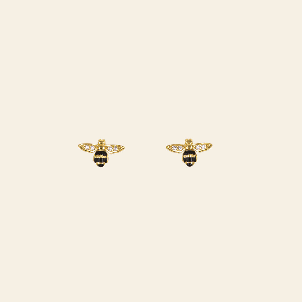 Flower Bee Stud Earrings
