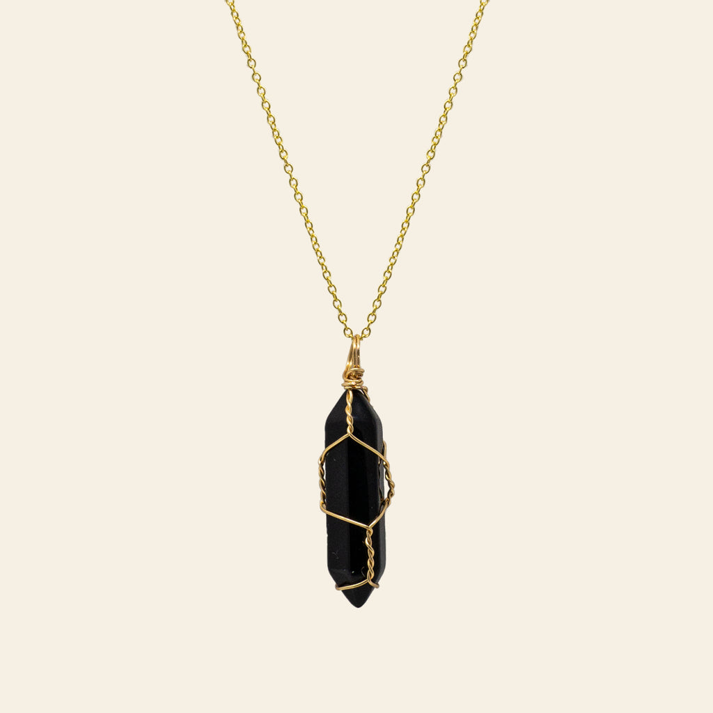 Runyangshi Black Obsidian Healing Crystal Pendants, Double Pointed Natural  Crystal Quartz Necklace 6 Faceted Chakra Crystal Wand Stone : Amazon.in:  Jewellery