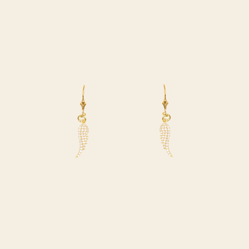 Feather Leverback Earrings - Gold