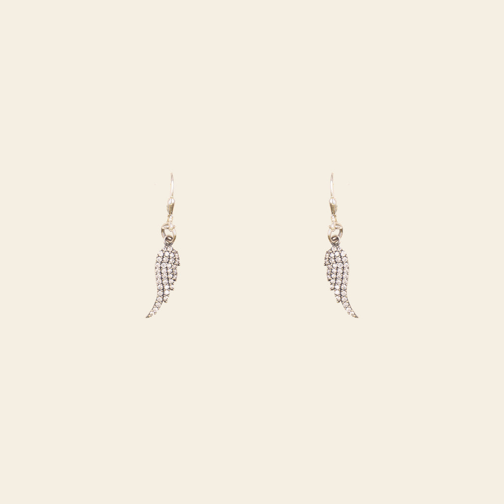 Feather Leverback Earrings - Silver