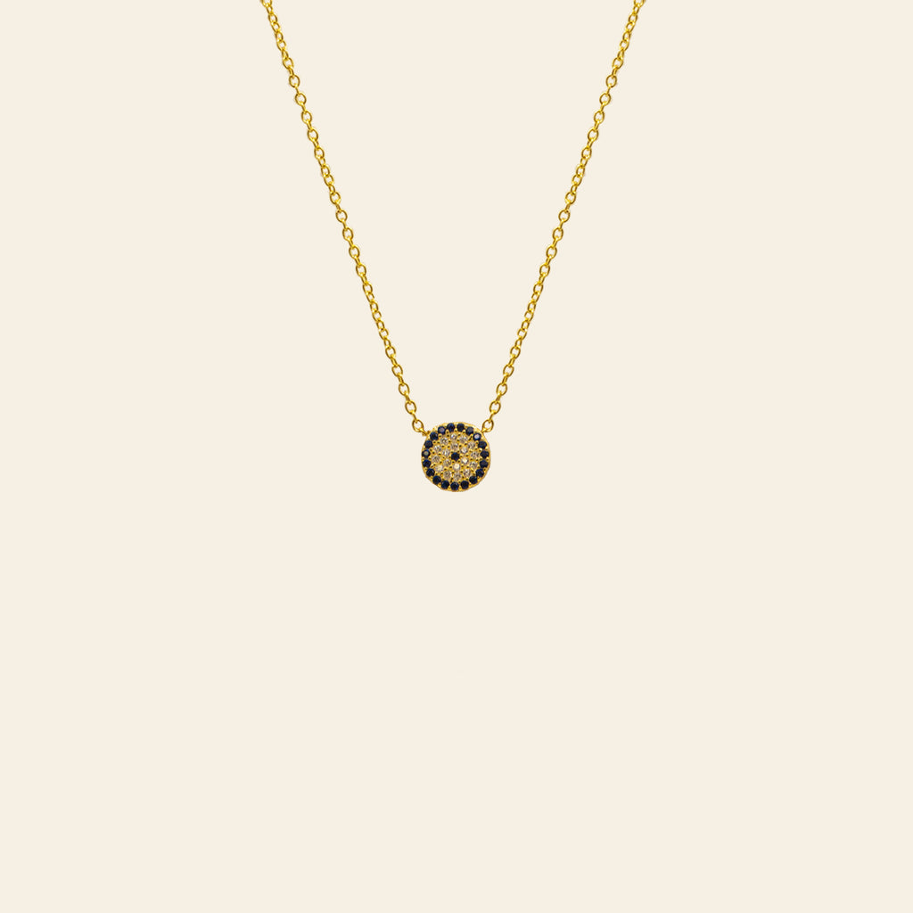 Circular Evil Eye Necklace - Gold