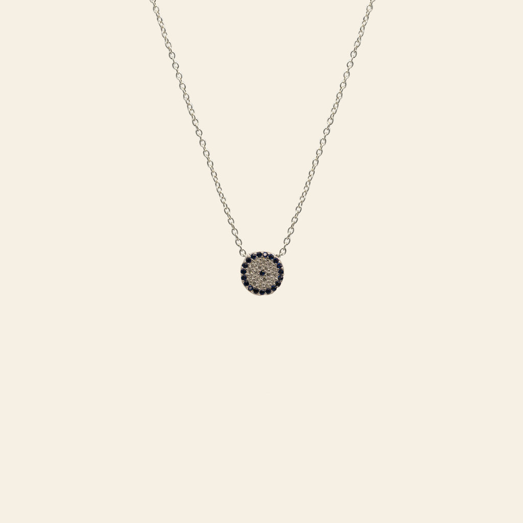 Circular Evil Eye Necklace - Silver