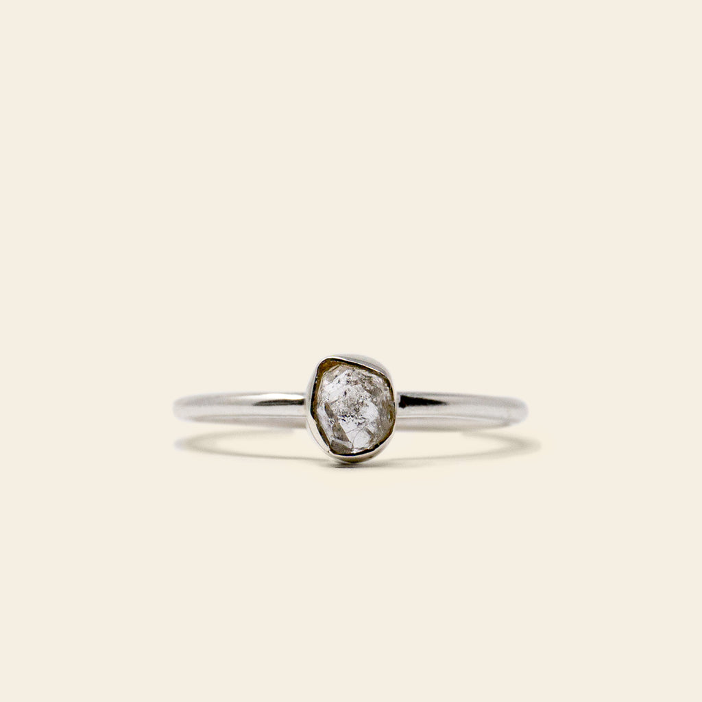 Bezel Set Rough Herkimer Diamond Ring