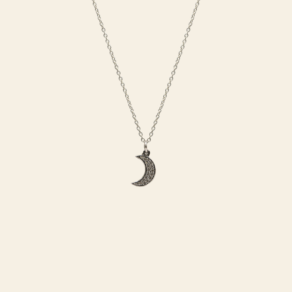 Mini Pavé Moon Necklace