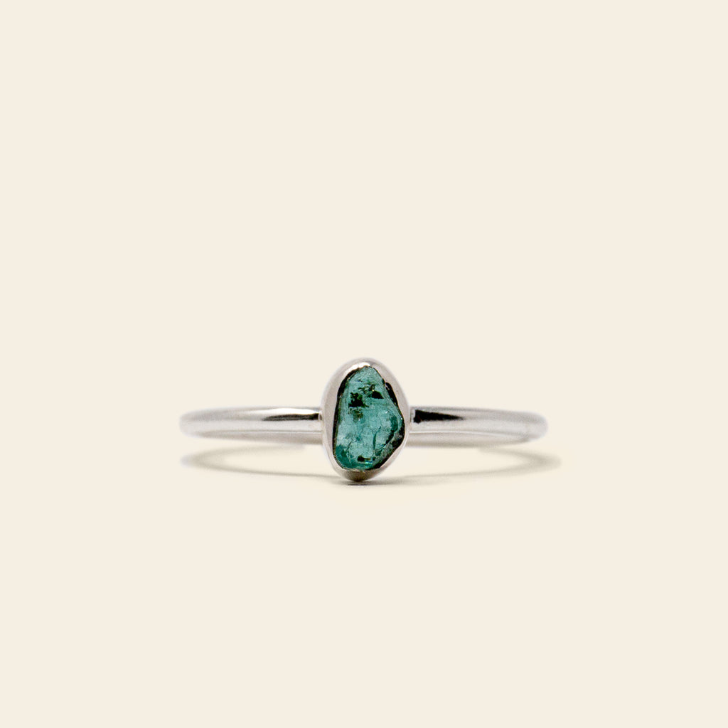 Bezel Set Rough Emerald Ring