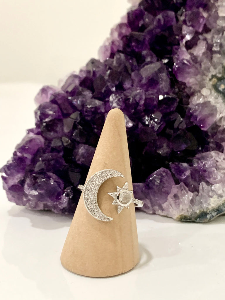 Crescent Moon and Star Ring