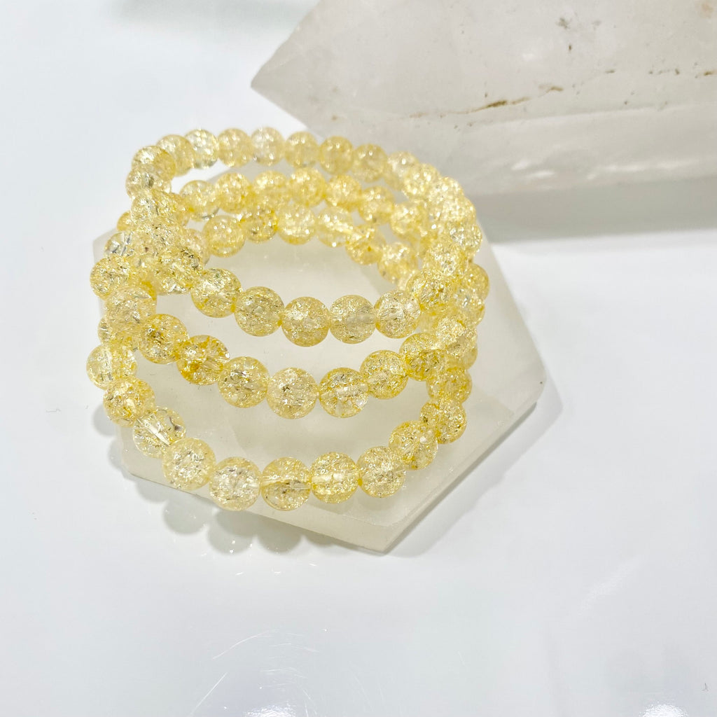 Crackle Lemon Quartz Beaded Bracelet