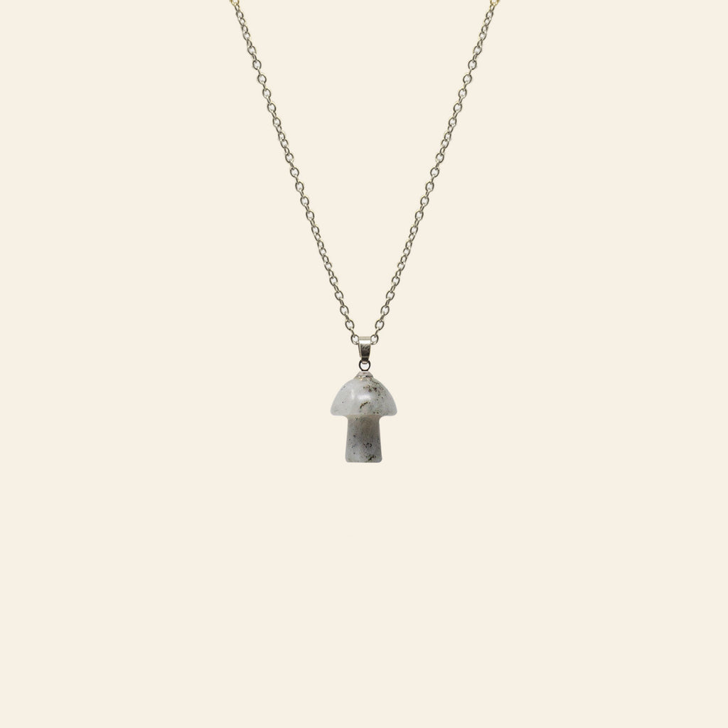 Crystal Mushroom Necklace - Silver